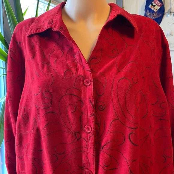 Sagharbor Thread Embroidery Button Down Shirt Women Plus Size 2X - Picture 6 of 7